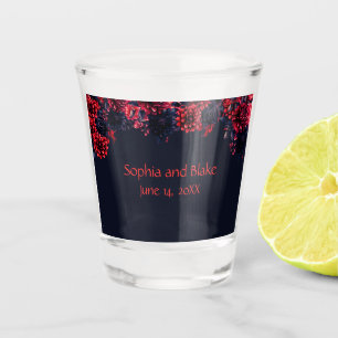 Verre A Shot Noir et rouge gothique Floral Dark Wedk Favor