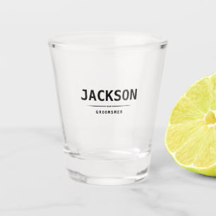 Verre A Shot Noir moderne Nom simple Groomsmen personnalisé
