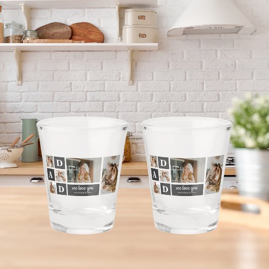 Verre A Shot Noir moderne | Photo Collage | Papa Meilleur cadea