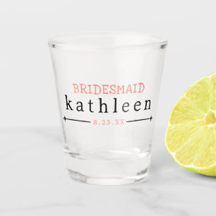 Verre A Shot Nom de demoiselle d'honneur personnalisé Date