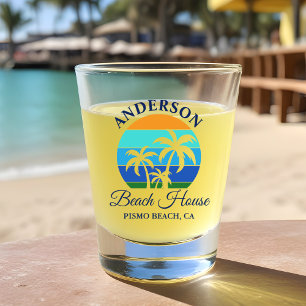 Verre A Shot Nom de famille Beach House Sun Palm Trees