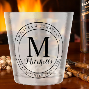Verre A Shot Nom de monogramme personnalisé élégant Mariage de 