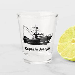 Verre A Shot Nom du capitaine du bateau de pêche sportive 