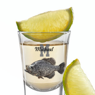 Verre A Shot Nom du monogramme Crappie Fishing Men Sports Extér