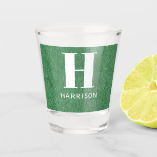 Verre A Shot Nom du monogramme Denim vert Imprimer 12oz