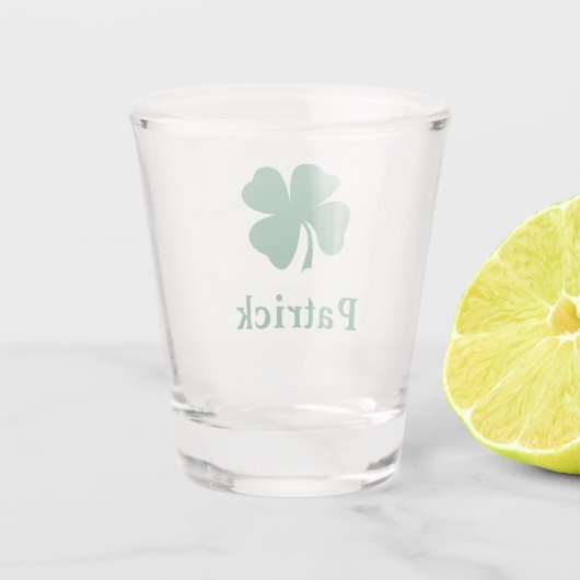 Verre A Shot Nom du monogramme personnalisé du trèfle vert irla (Dos)