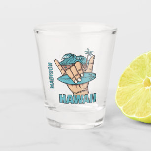 Verre A Shot Nom et emplacement personnalisés Surf Shaka