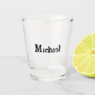 Verre A Shot Nom monogramme moderne minimaliste noir gris