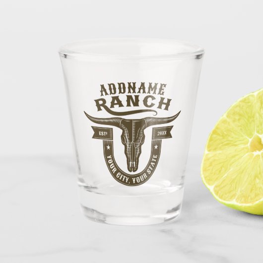 Verre A Shot NOM personnalisé Bull Steer Skull Western Ranch (Devant)