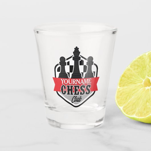 Verre A Shot Nom personnalisé Chess Player Club Checkmate (Devant)