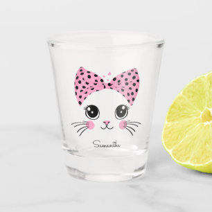 Verre A Shot Nom personnalisé Cute face de chat