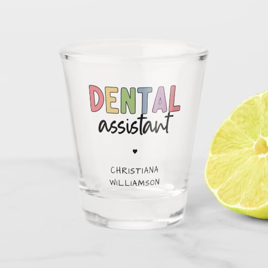 Verre A Shot Nom personnalisé Dental Assistant Cadeau (Devant)