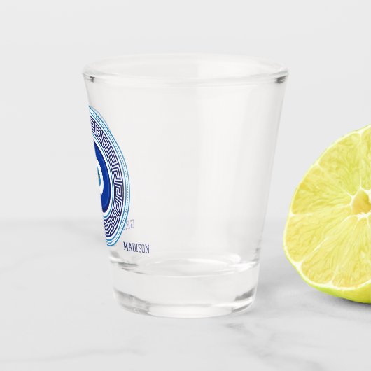Verre A Shot Nom personnalisé et texte grec Motif mal oeil Naza (Droite)