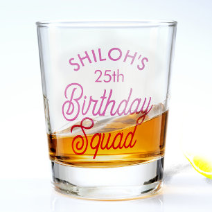 Verre A Shot Nom personnalisé Fête d'anniversaire de l'équipe