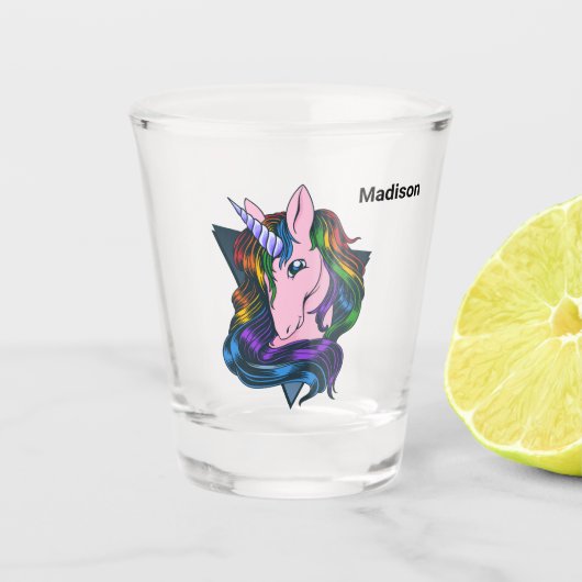 Verre A Shot Nom personnalisé Gay Unicorn (Devant)