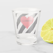 Verre A Shot Nom personnalisé moderne Noir blanc rayé mou (Dos)