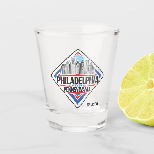 Verre A Shot Nom personnalisé Philadelphia Pennsylvanie (Devant)