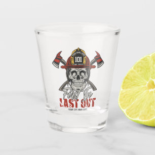 Verre A Shot Nom Personnalisé Pompier D'Abord En Dernier Feu De