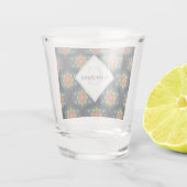 Verre A Shot Nom personnalisé Rainbow Floral Fountain Mid Mod O (Dos)