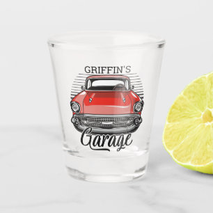 Verre A Shot NOM personnalisé Retro Red Classic Car Garage