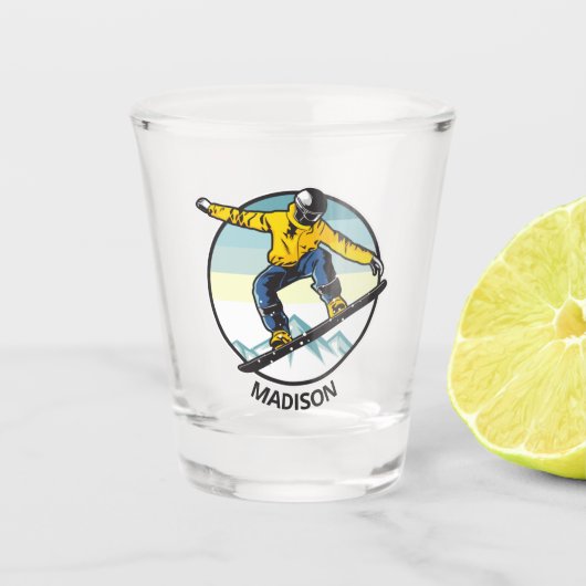 Verre A Shot Nom personnalisé SNOWBOARDER (Devant)