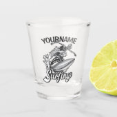 Verre A Shot NOM personnalisé Surfer Big Wave Skeleton Surfing (Devant)