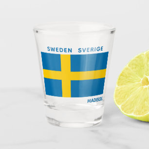 Verre A Shot Nom personnalisé & Texte Drapeau Suédois