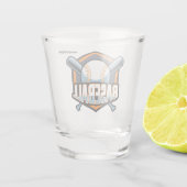 Verre A Shot Nom personnalisé, texte et couleur Baseball (Dos)