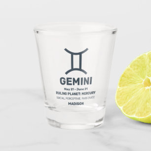 Verre A Shot Nom personnalisé / Texte Zodiac Signal Gemini