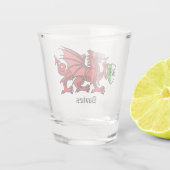 Verre A Shot Nom personnalisé Welsh Dragon et monogramme (Dos)