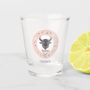 Verre A Shot Nom personnalisé Zodiac Sign Taurus