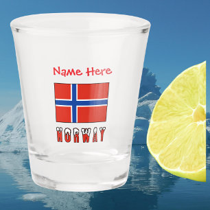 Verre A Shot Norvège Drapeau Norvégien Rouge Personnalisé