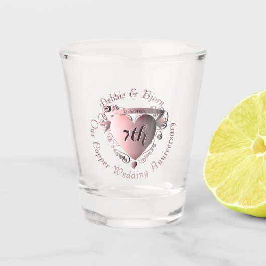 Verre A Shot "Notre 7e anniversaire de cuivre", une attaque car (Devant)
