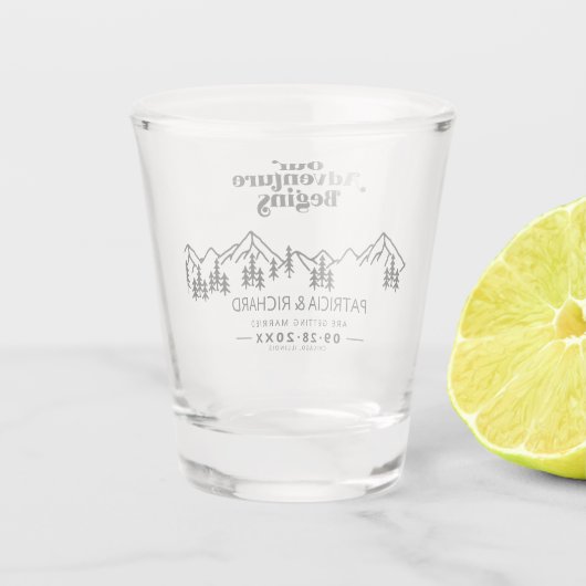 Verre A Shot Notre Aventure Commence Un Mariage Extérieur Écono (Dos)