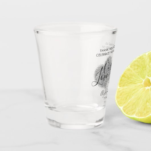 Verre A Shot Notre histoire d'amour Parties scintillant d'argen (Gauche)