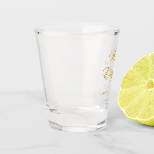 Verre A Shot Nous sommes Engaged Fiançailles Gold Script (Gauche)