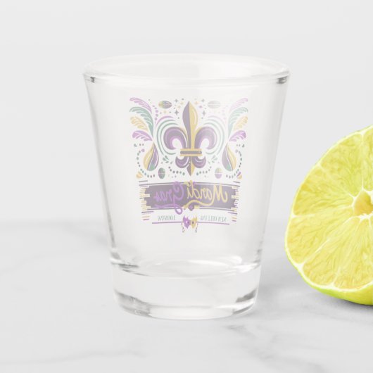 Verre A Shot Nouvelle-Orléans Mardi Gras jaune violet vert (Dos)