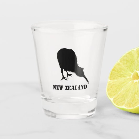 Verre A Shot Nouvelle-Zélande & Kiwi Bird Sillhouette / Aotearo (Devant)
