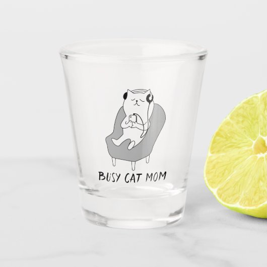 Verre A Shot Occupé maman de chat (Devant)