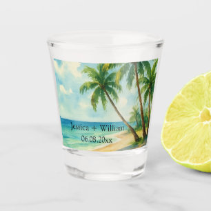 Verre A Shot Ocean Tropical Beach Island Mariage d'été