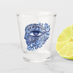 Verre A Shot Oeil mal grec Abstrait avec clé grecque