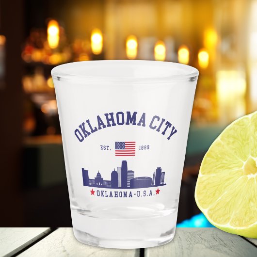 Verre A Shot Oklahoma City Flag & Skyline 