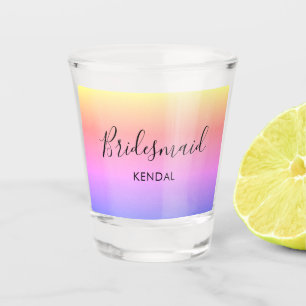 Verre A Shot Ombre Rainbow Bridesmaid Personnalisé