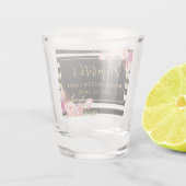 Verre A Shot Or rayé floral rose de partie de Bachelorette (Dos)