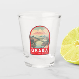 Verre A Shot Osaka Japon Mont Fuji Emblème d'art de voyage