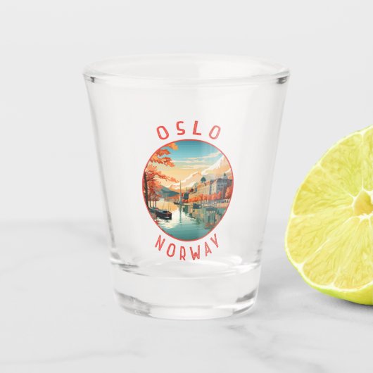 Verre A Shot Oslo Norvège Cercle en détresse rétrograde (Devant)