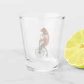 Verre A Shot Ours et lapin sur vélo Hipster Cartographie fête (Devant)