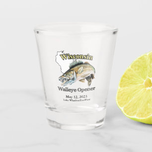 Verre A Shot Ouvreur de walleye du Wisconsin sur mesure