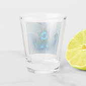 Verre A Shot Ovations debout, Fractale abstraite bleu turquoise (Dos)