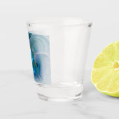 Verre A Shot Ovations debout, Fractale abstraite bleu turquoise (Droite)